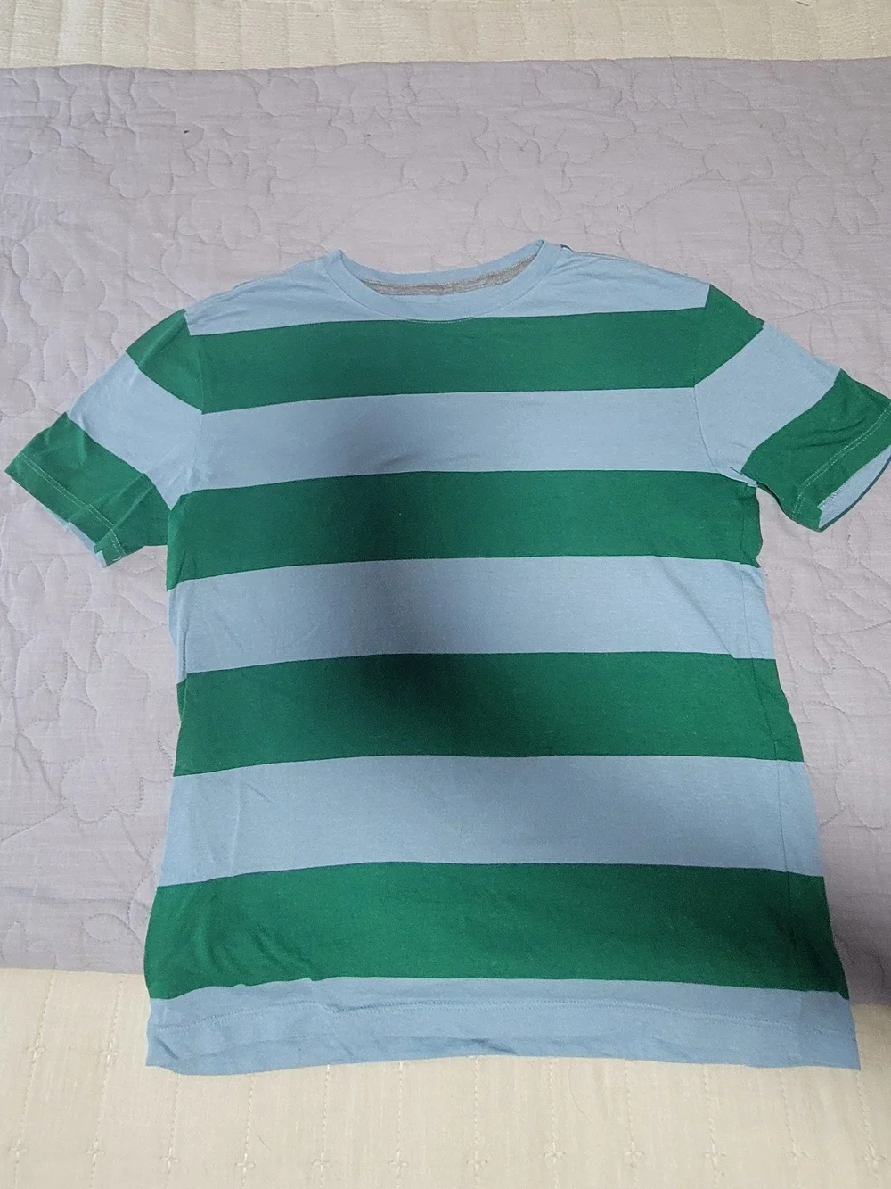 Old Navy Green Tee with Light Blue Neck Trim